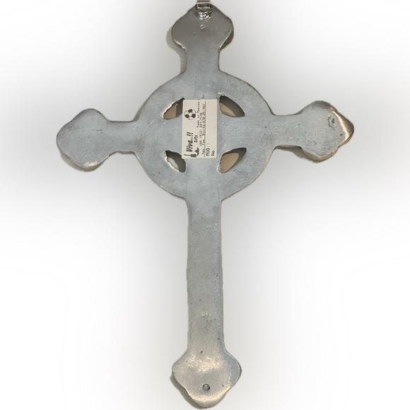 Celtic Mexican Pewter Cross Vintage Wall Decor 10” - Picture 2 of 6